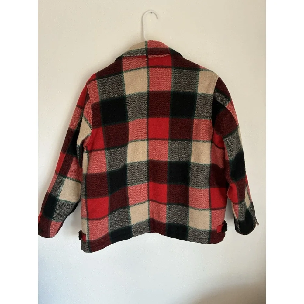 Wool Eddie Bauer Women's Plaid Coat Size Large In Red Green And Ivory Christmas - Picture 7 of 7